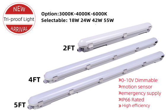 50000 horas de vida útil LED impermeable Tri-proof Vapor Tight Light para la instalación de granjas en interiores