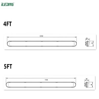 5FT IP66 LED Tri Proof Fixture Vapor Tight Dimmable Light 55W AC 110V ± 10%