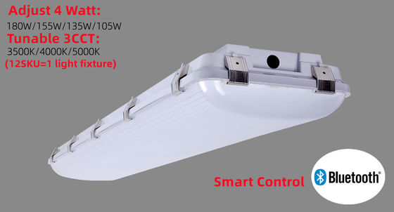 PC 4FT IP67 180W 155W 135W 105W Instalación de bahía alta de garaje industrial de vapor de luz estrecha