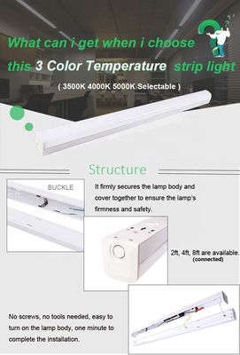 Materiales de PC 25W 3CCT 2FT lámparas de batón LED para uso comercial e industrial