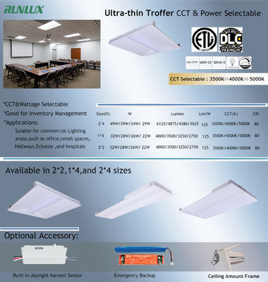 30x120 LED Troffer Light Panel 3 Temperatura de color y 4 potencia 26W 32W en un equipo