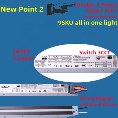 2FT 25W sintonizable CCT Led retrofit lineal magnético Kit PC Lente para iluminación personalizable