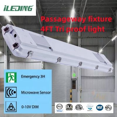 Superficie montada 4FT 0-10V DIM Led Triproof Batten Light Fixture IP67 A prueba de vapor para el almacenamiento 5-
