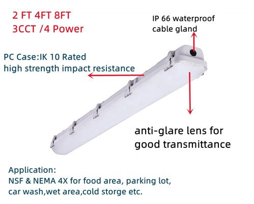 DLC IP66 35W 46W 4FT LED Vapor Tight Garage Light Fixture para soluciones de iluminación de larga duración