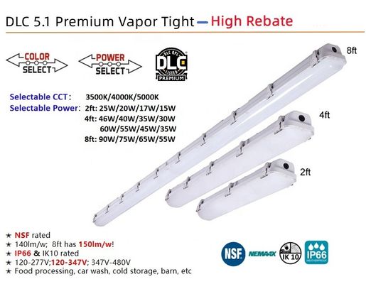 ETL DLC Listado LED Vapor Tight Light 4FT 46W 38W 30W para los accesorios triproof de almacén